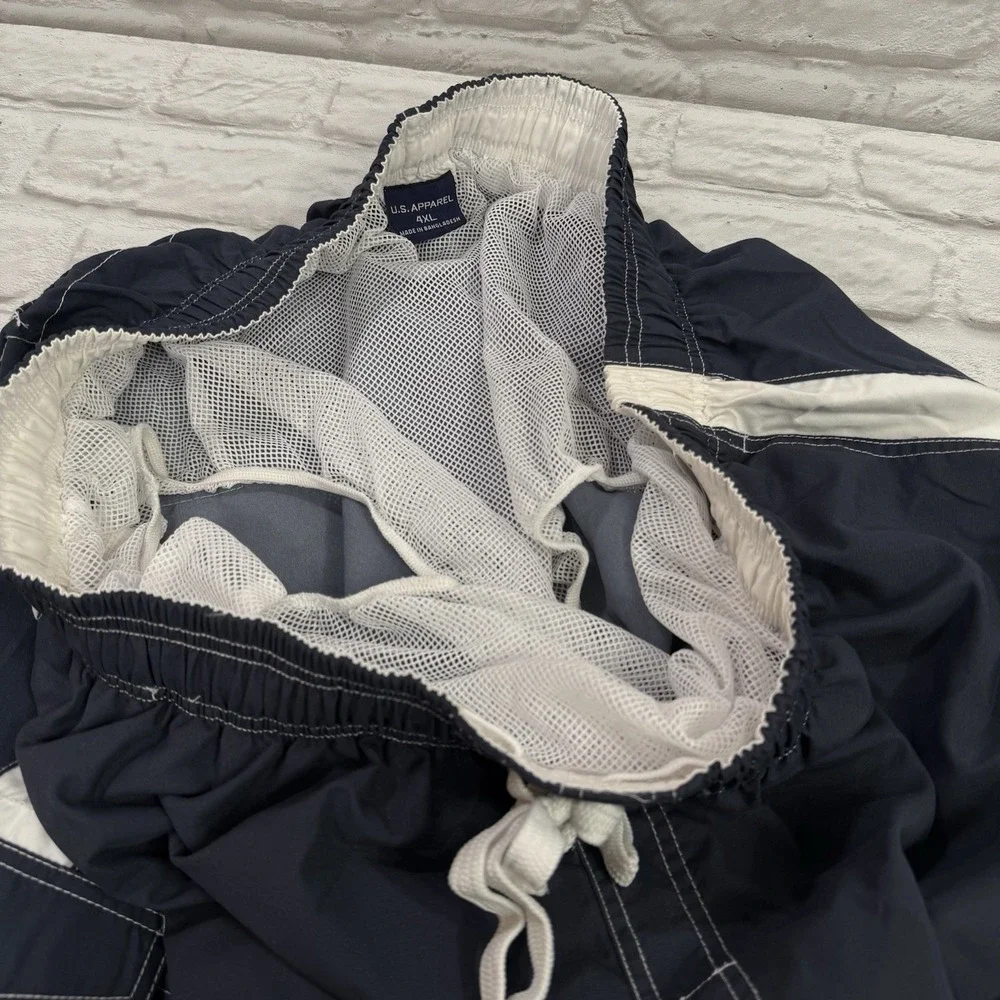 Men's U.S. Apparel Swim‎ Shorts Board Shorts Navy Blue/White 